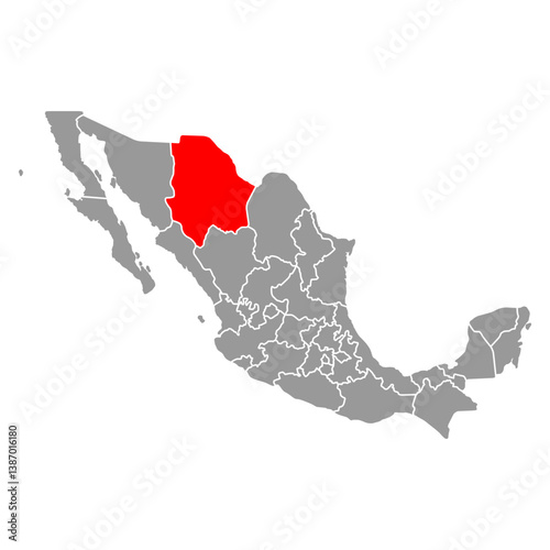 Chihuahua of Mexico map shape, travel web concept icon vector illustration .