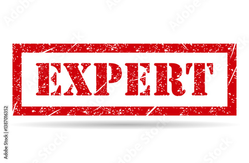Expert stamp shadow symbol, label sticker sign button, text banner vector illustration .