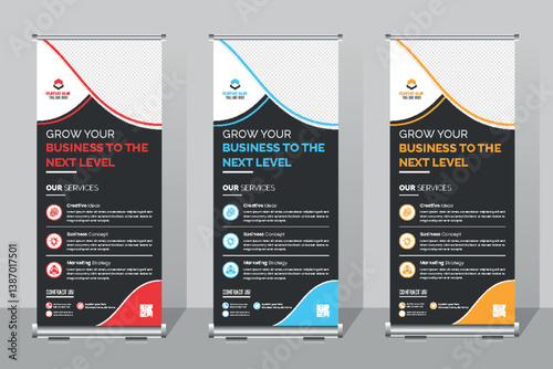 Professional Corporate Roll Up Banner Standee Template, Business Roll Up Banner. corporate Roll up background for Presentation