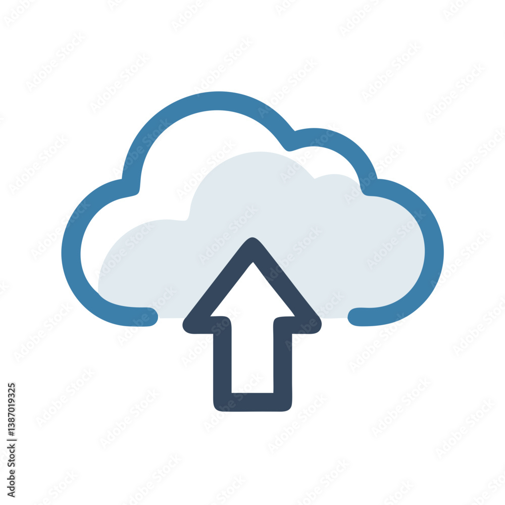 Cloud with Up Arrow Representing Upload or Backup Icon Design Cloud with Up Arrow Representing Upload or Backup Icon Design