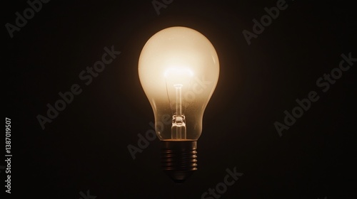 A glowing light bulb illuminating against a dark background.