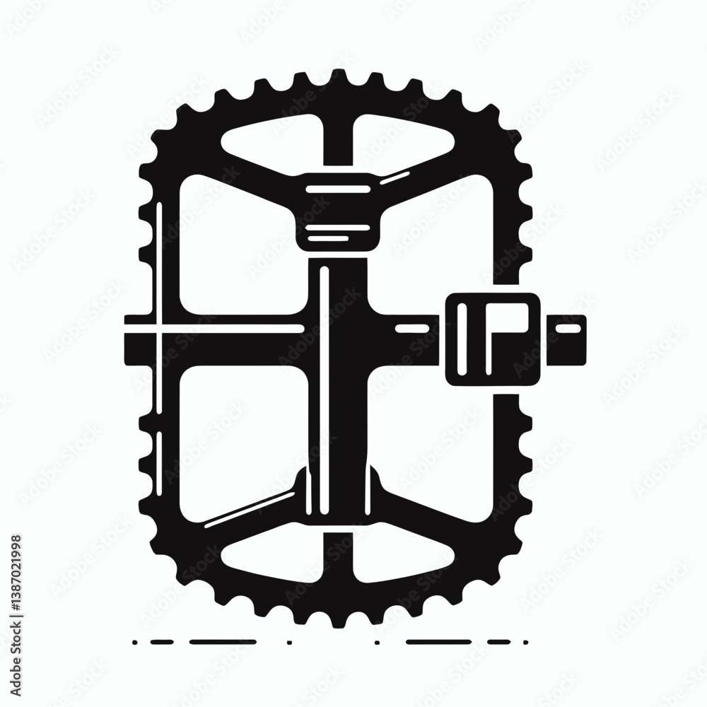 very simple flat and single minimalist Bicycle Pedal Silhouettes in black on a white background very simple flat and single minimalist Bicycle Pedal Silhouettes in black on a white background