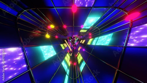 3d looping background of colorful infinity futuristic tunnel - suitable for music visual artworks
