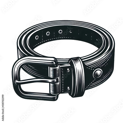 black leather belt on white