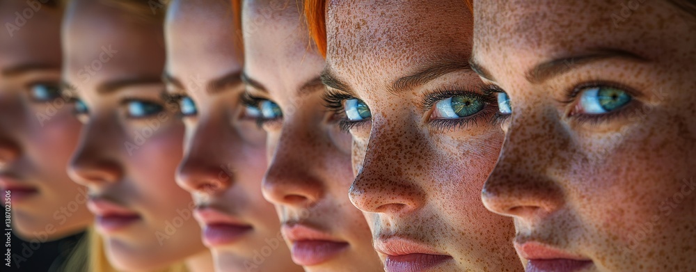 Obraz premium Identical Twins with Freckles - Striking Close-up Portrait