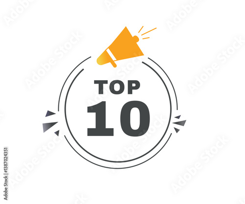 Top 10 banner label icon speech bubble icon modern element. Vector sign.