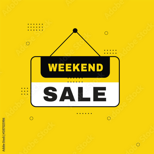 Weekend sale hanging banner sign isolated vector design template.