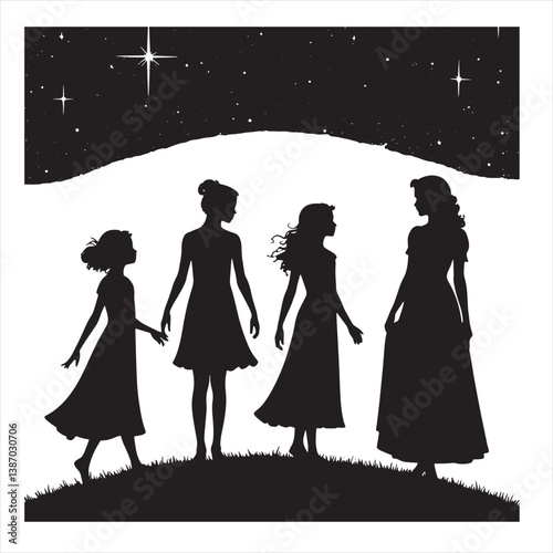 image female silhouettes woman female maiden lass lady girl
