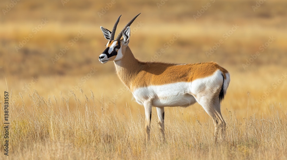 Pronghorn Antelope (Antilocapra Americana) in the Prairie Landscape of Custer State Park, South Dakota - A Wild Mammal in Its Natural Habitat Pronghorn Antelope (Antilocapra Americana) in the Prairie Landscape of Custer State Park, South Dakota - A Wild Mammal in Its Natural Habitat