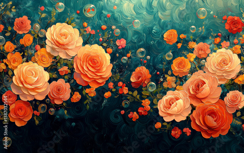 Retro style floral texture art background
