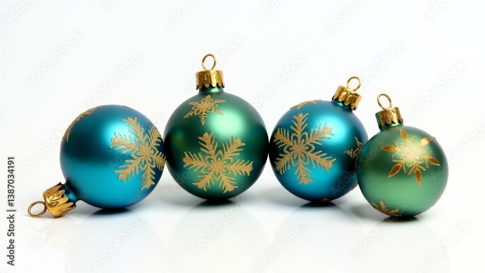 Four Christmas Baubles With Snowflake Details Four Christmas Baubles With Snowflake Details