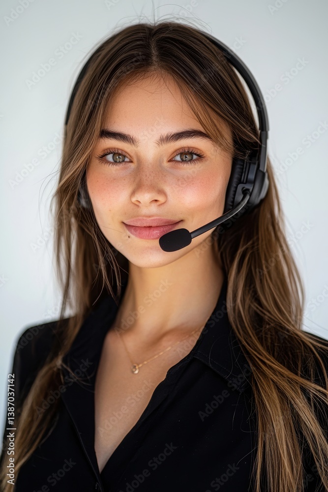 Beautiful Customer Service Representative with Headset Beautiful Customer Service Representative with Headset