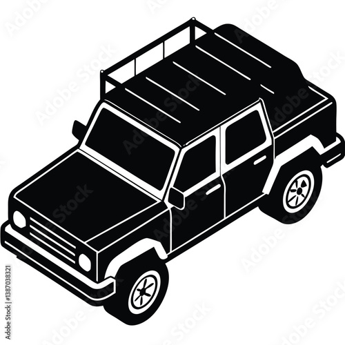 Top View Of A Rugged Pickup Truck Vector Illustration - Modern, Customizable, High-Quality Design
