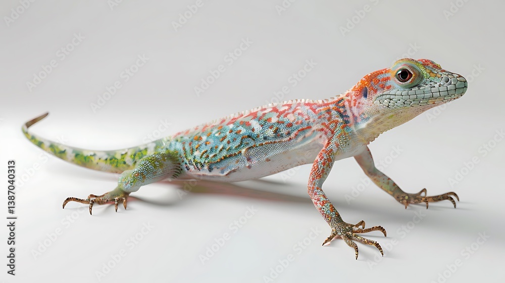 Naklejka premium 3D model of a multi-colored anole