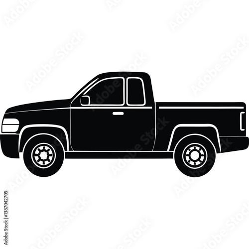 Side View Of A Rugged Pickup Truck Vector Illustration - Modern, Customizable, High-Quality Design