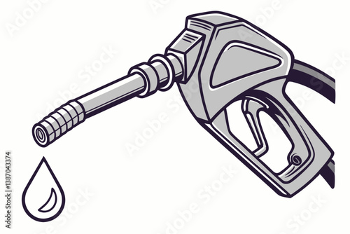 Fuel pump nozzle with a drop of oil