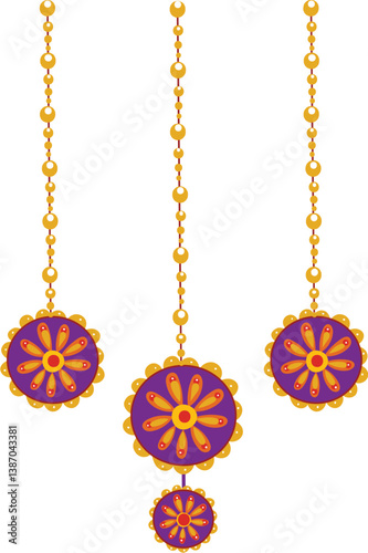 set of colorful decorative hangings