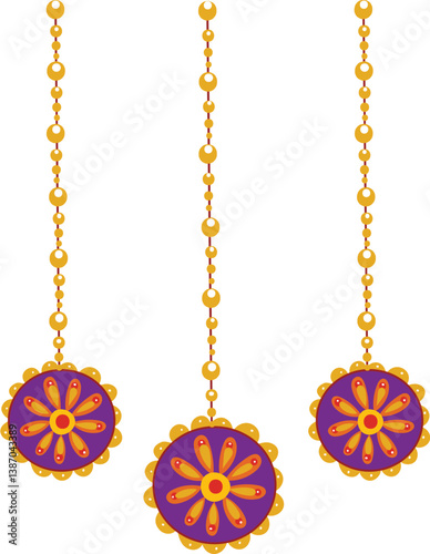 set of colorful decorative hangings for Diwali