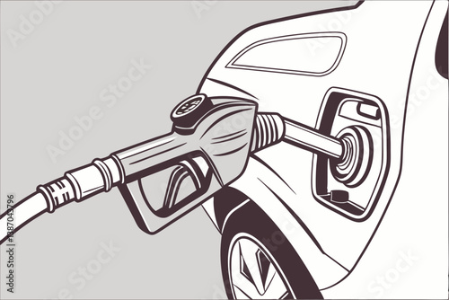 Close-up of a fuel pump nozzle ready to refuel a vehicle.