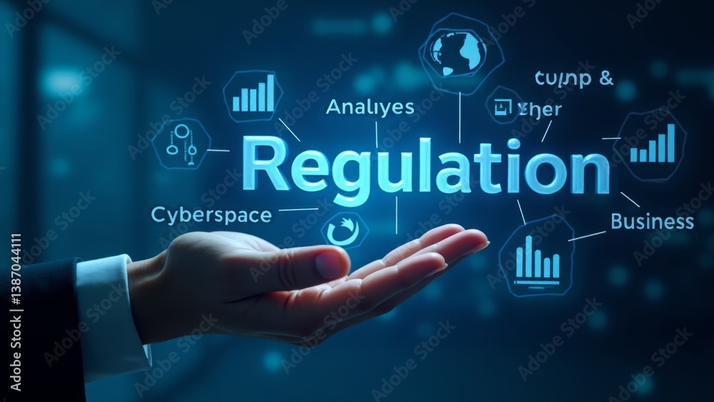Regulation Concept Hand Holding Futuristic Interface Regulation Concept Hand Holding Futuristic Interface