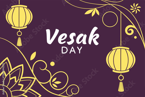 Happy vesak day celebration with lanterns