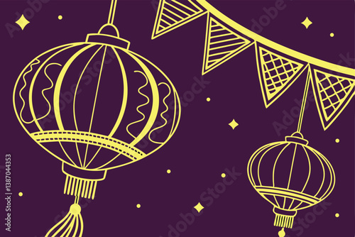Happy vesak day celebration with lanterns
