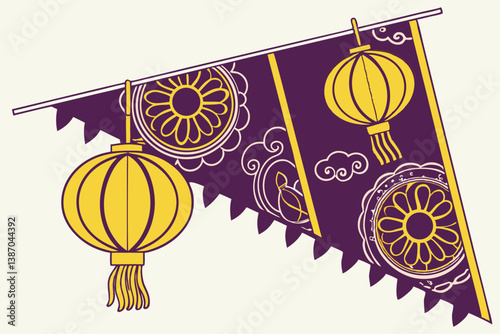 Happy vesak day celebration with lanterns