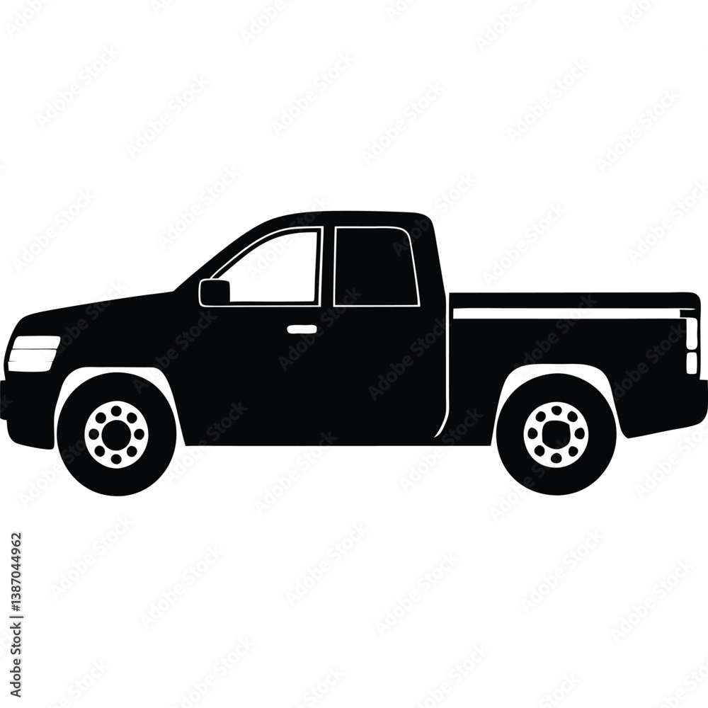 Side View Of A Rugged Pickup Truck Vector Illustration - Modern, Customizable, High-Quality Design Side View Of A Rugged Pickup Truck Vector Illustration - Modern, Customizable, High-Quality Design
