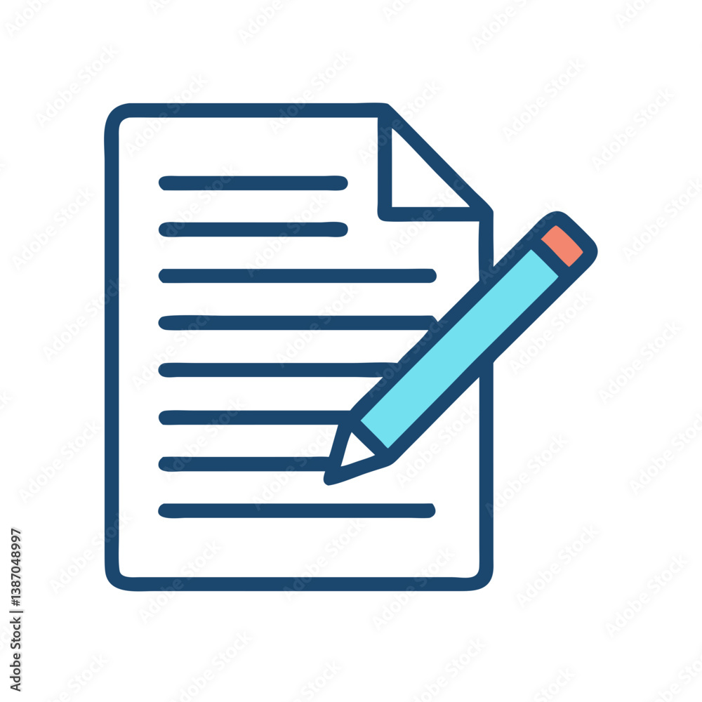 Document with Pencil Representing Form or Writing Icon Design Document with Pencil Representing Form or Writing Icon Design