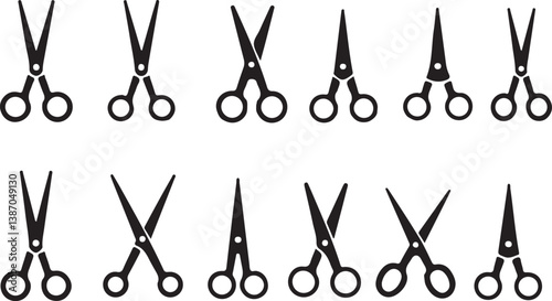 set of scissors silhouette icon vector illustration