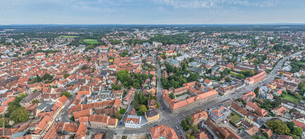 Ausblick auf die Münzstadt Schwabach im Rednitztal südlich Nürnberg