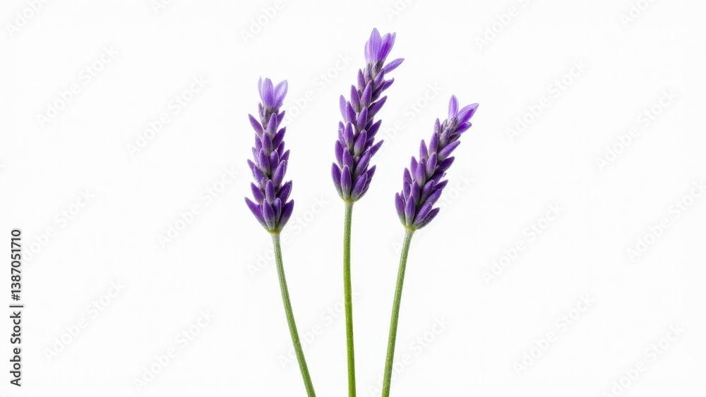 Naklejka premium Three Lavender Flower Stalks On White