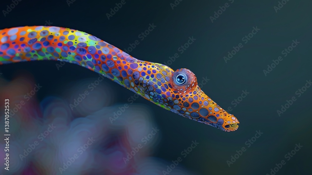 Obraz premium 3D model of a multi-colored pipefish