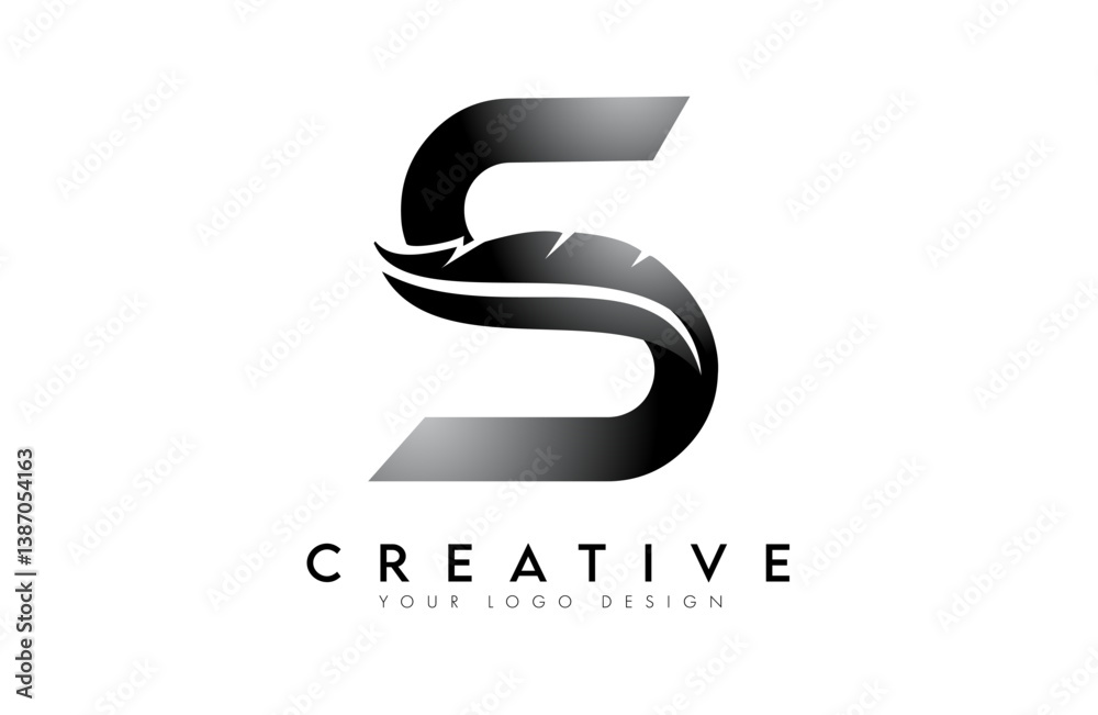 S feather Letter Logo. Creative icon of letter S alphabet concept Vector