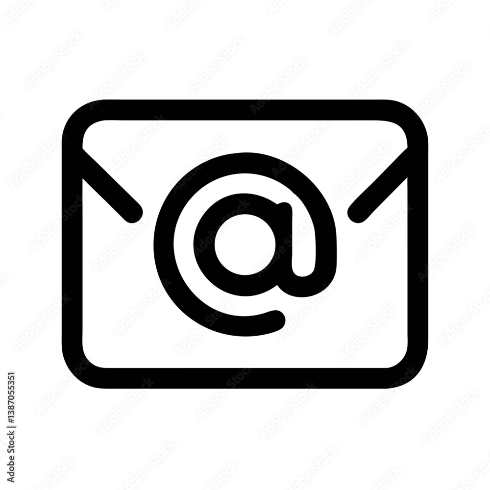 Email with At Symbol Representing Inbox or Email Address Icon Design Email with At Symbol Representing Inbox or Email Address Icon Design