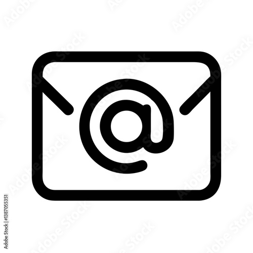 Email with At Symbol Representing Inbox or Email Address Icon Design