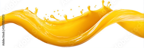 Mango juice wave splash isolated on white background