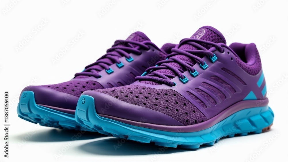 Purple And Blue Running Shoes Isolated Purple And Blue Running Shoes Isolated