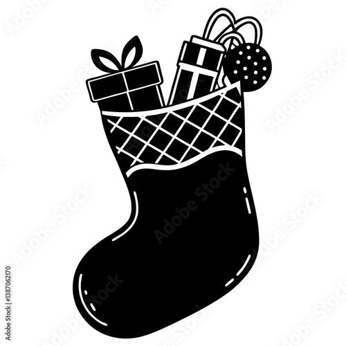 Printable stocking stuff vector art – cartoon, clipart, and line art for holiday designs