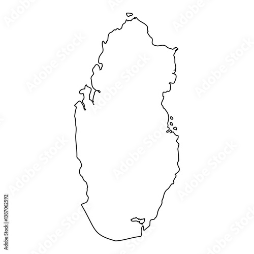 Qatar Outline Map, Middle E...
