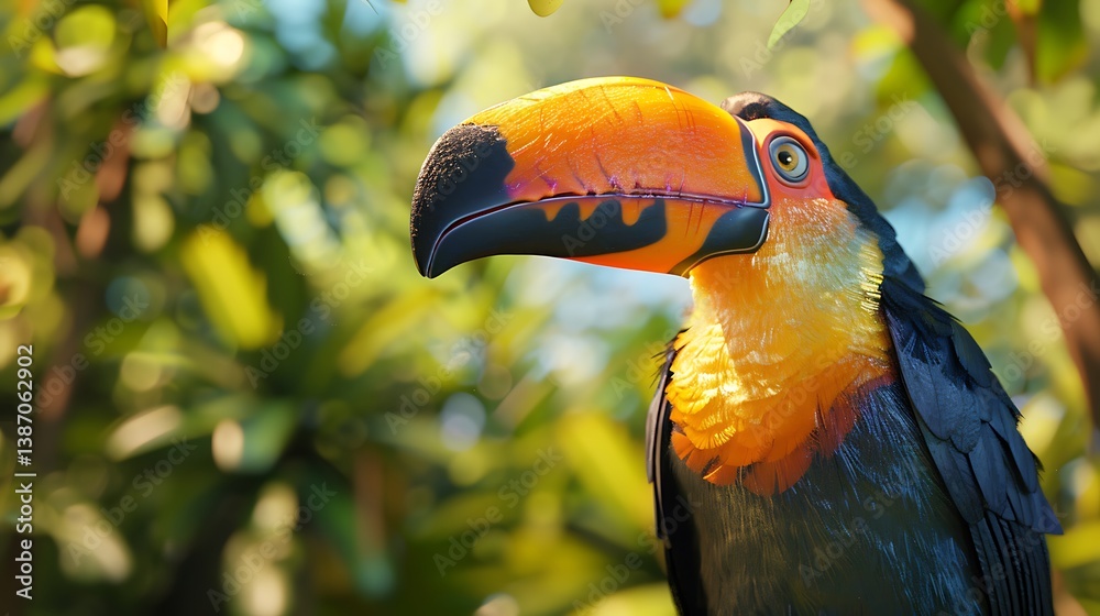 Obraz premium 3D model of a multi-colored toucan