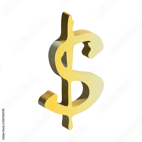 3d dollar currency symbol. Single element for design