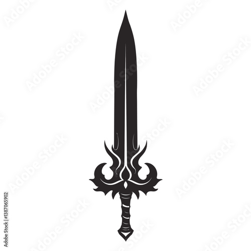 Black style two-handed sword icon isolated on a white background, a weapon symbol  vector illustration