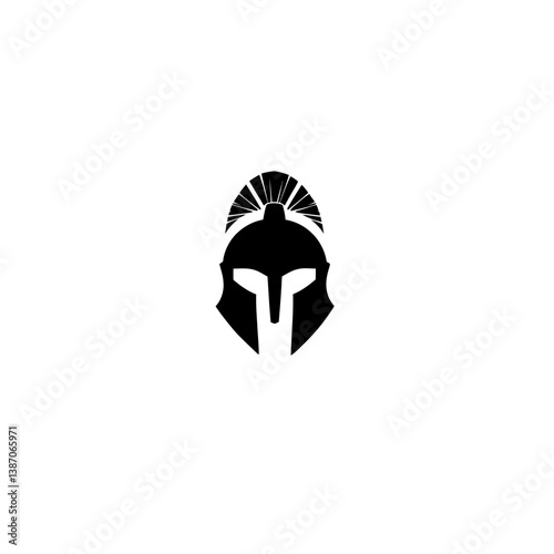 Collection of traditional Greek Spartan armaments and defensive gear, including a spear, sword, xyphos, shield, axe, helmet, and leg guards, depicted in a warrior's attire as a vector illustration
