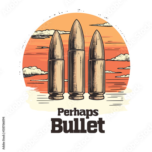 Ammo line art logo template is presented as a vector illustration design featuring a simple isolated bullet and ammunition line art symbol