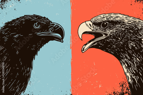 American Eagle and Chinese Dragon artwork symbolizing the conflict over Taiwan, freedom, and economic trade between the US and China