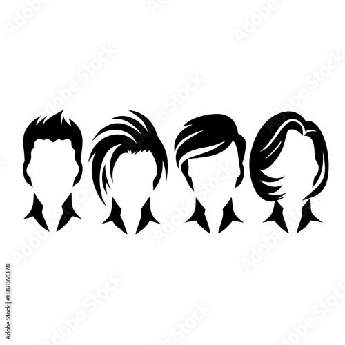 head and shoulders silhouette set