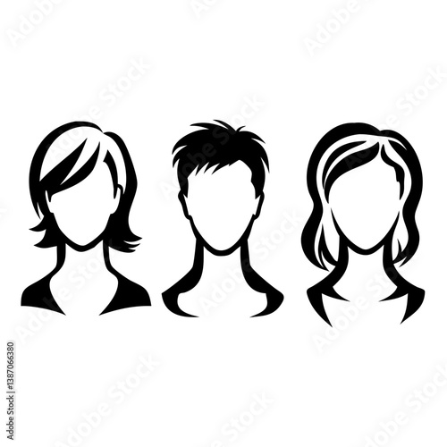head and shoulders silhouette set