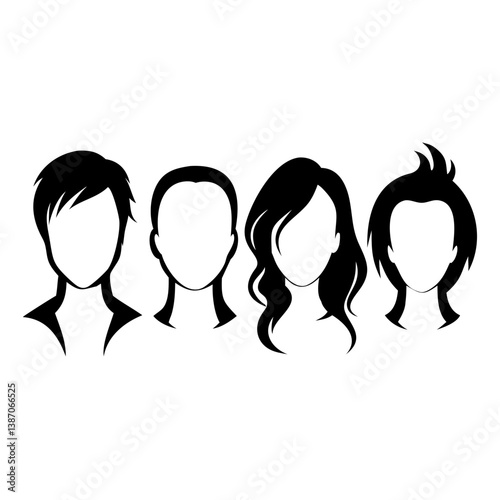 head and shoulders silhouette set