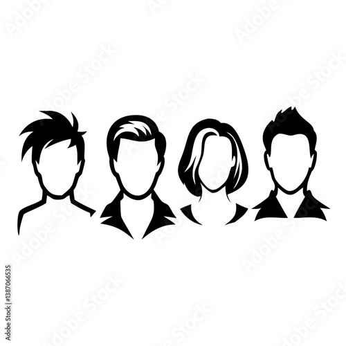 head and shoulders silhouette set
